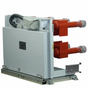 12kV fuse handcart with red insulated poles for 650mm wide centre cabinet switchgear.
