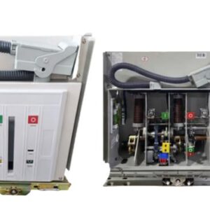 Front and internal view of VBI-24 handcart type indoor vacuum circuit breaker for 24kV switchgear.
