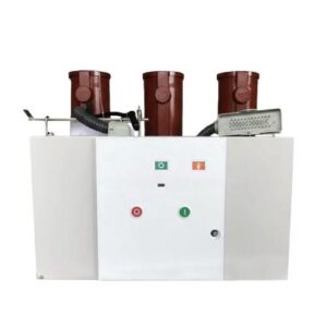 VS1-24 indoor high voltage fixed vacuum circuit breaker with three red insulated cylinders and white control panel.