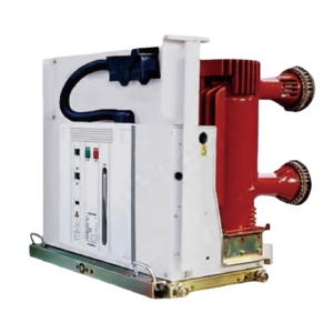 VSG-24 indoor high voltage vacuum circuit breaker with red embedded poles and white control panel on white background.