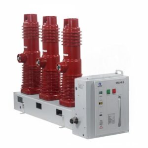 VSG-40.5 side-mounted vacuum circuit breaker with red insulation cylinders on a white background.