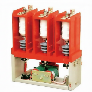 CKG/CKJ3-12kV series three-pole high voltage AC vacuum contactor with red insulation frame.