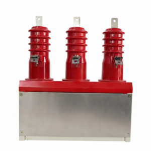 CKG4-10FC series 12kV high voltage AC vacuum contactor with red insulation poles for electrical panels.