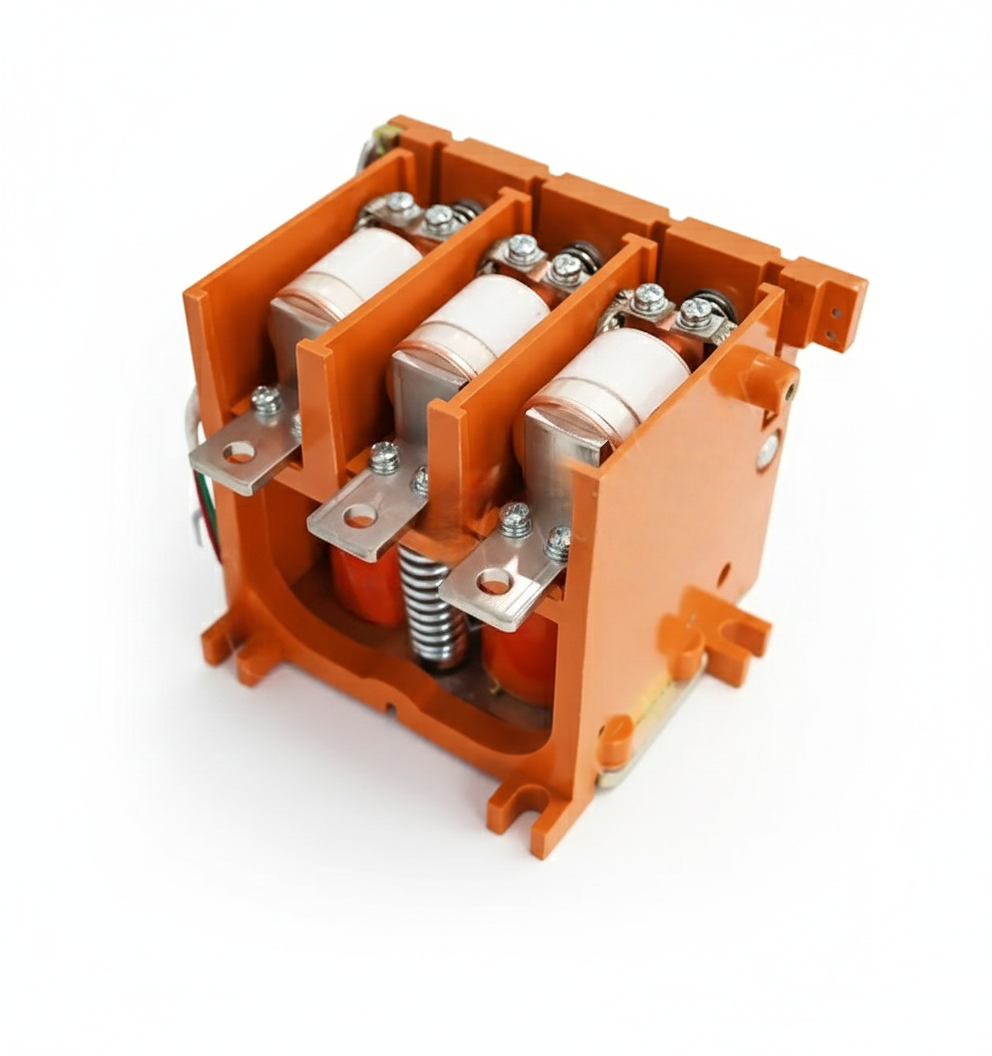 CKJ5 series 1140V AC low voltage vacuum contactor in orange insulated housing for motor control.
