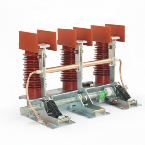 JN15-24 series 24kV indoor high voltage earthing switch with red insulation plates.