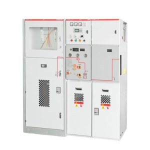 XGN15-12 series 12kV SF6 gas-insulated ring main unit cabinet group with integrated monitoring.