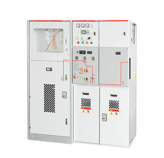 XGN15-12 series 12kV SF6 gas-insulated ring main unit cabinet group with integrated monitoring.